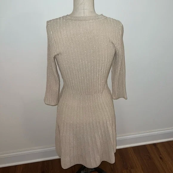 Nanette Lepore Womens Metallic Cocktail Sweaterdress Gold Size Small - Picture 5 of 10
